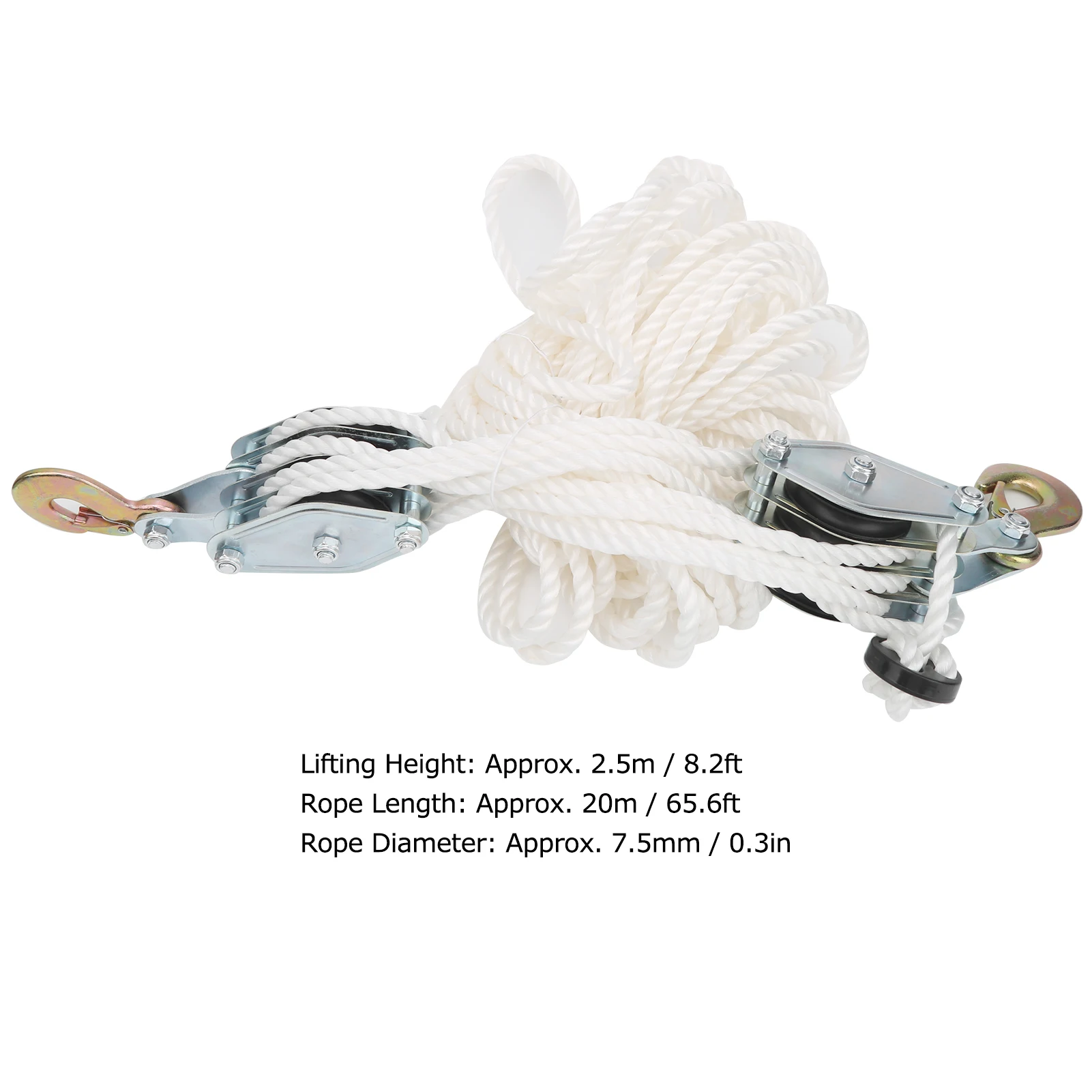 Multi-Rope Lifting Pulley Block Can Bear Up To 4000 Lbs 2 Tons Weight 65 Feet Rope Heavy Duty Industrial Lifting Equipment Tool