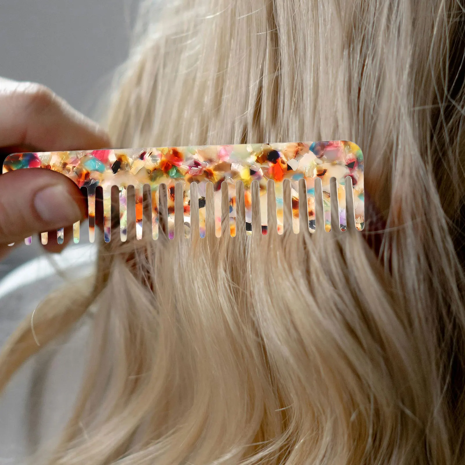 

2Pcs Marble Pattern Wide Tooth Hair Comb Small Sturdy Detangler Combs for Curly Straight Hair Styling Travel Home