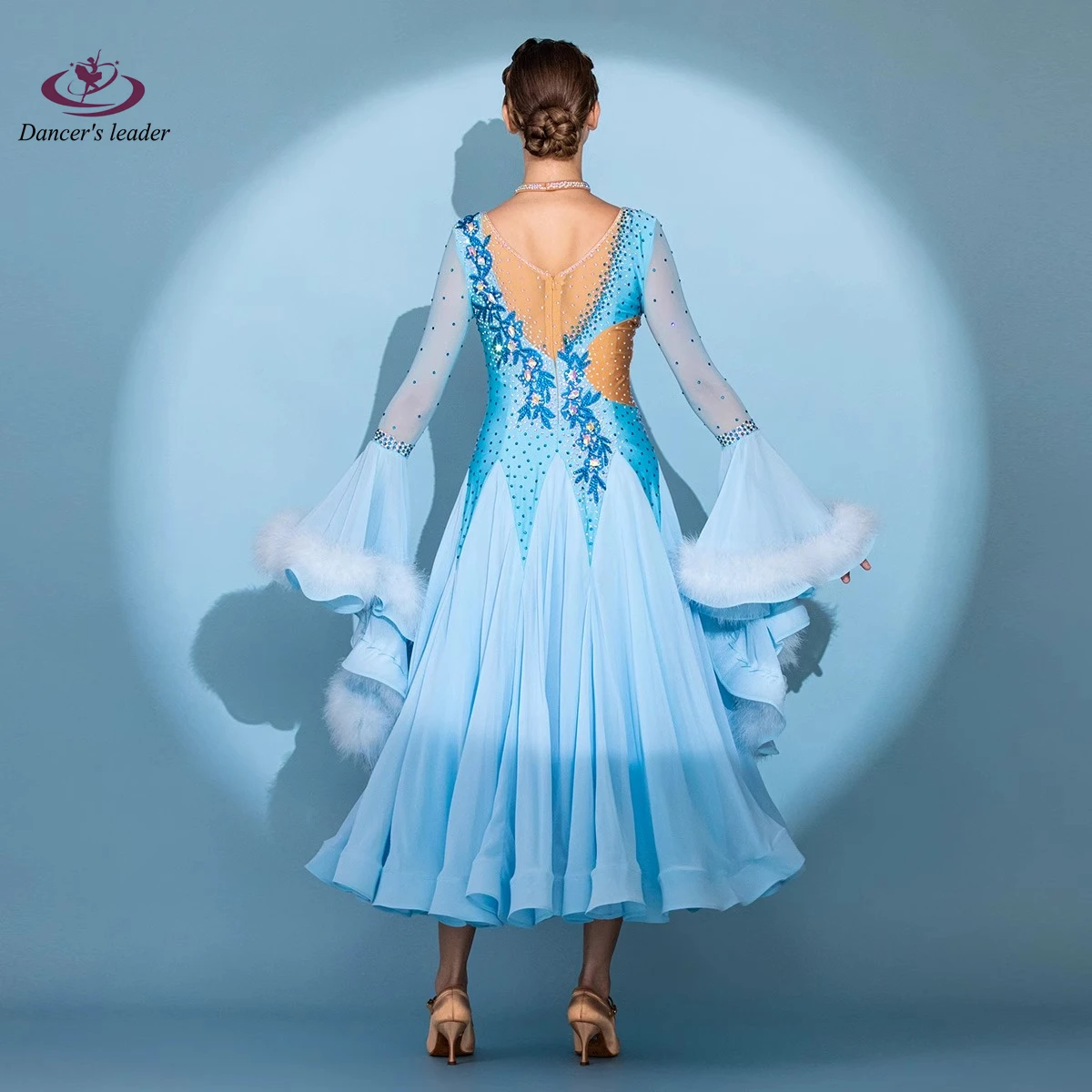 เต้นรําละตินเพชรหญิงผู้ใหญ่เด็กระดับไฮเอนด์ที่กําหนดเองที่ทันสมัยแขนปุยW Altzประสิทธิภาพสูงแฟลชชุด