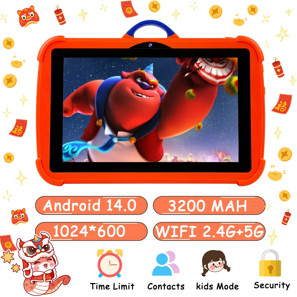 

New Cartoon Pattern Kids Tablet 7 Inch Quad Core3200MAH Battery Android14.0 Learning Education Games Tablets Children's Gifts
