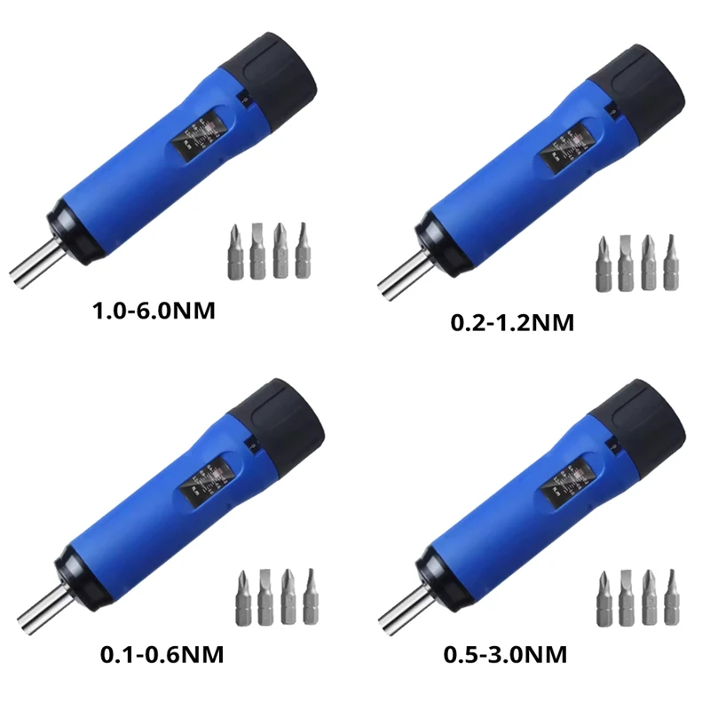 2025 New Digital Display Preset Adjustable Torque Screwdriver With 1/4In Drive 4Bits Included With Box Screw Torque Set