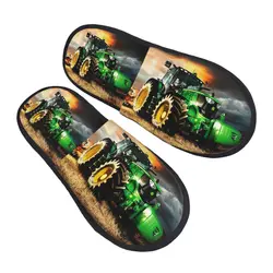 Custom Farm Tractors Soft Memory Foam House Slippers Women Cozy Warm Anti-Skid Slipper