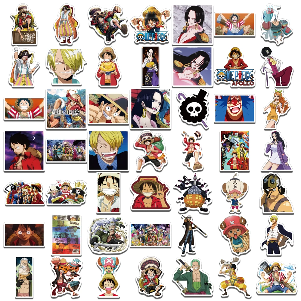 100pcs Anime One Piece Luffy Cartoon Graffiti Stickers Phone Guitar Laptop Notebook Suitcase Waterproof Sticker Kids Toy