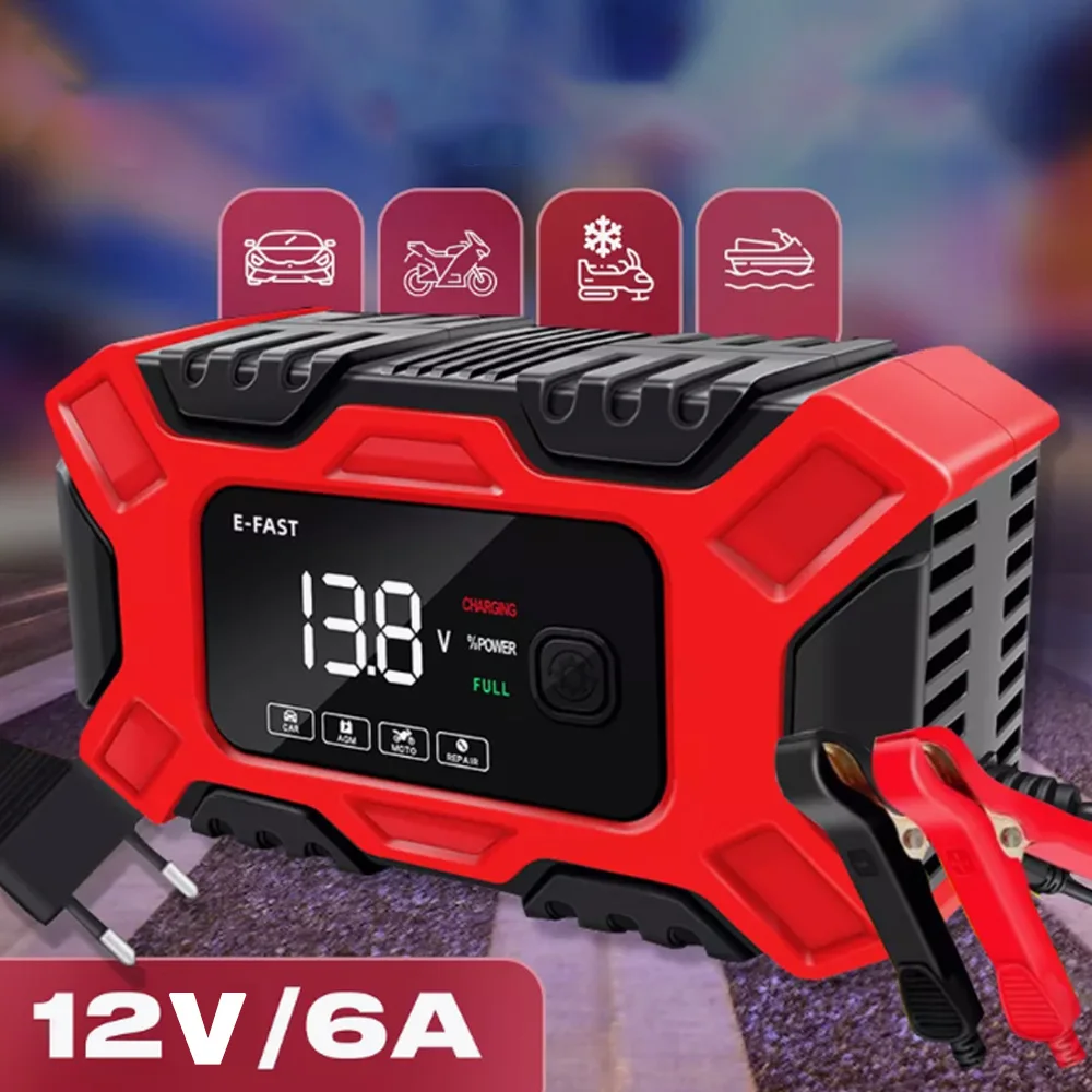 

Intelligent Car Battery Chargers Pulse Repair Chargers 12V Fully Automatic 100AH Motorcycles Cars SUV Lead-acid Battery 3 Stage