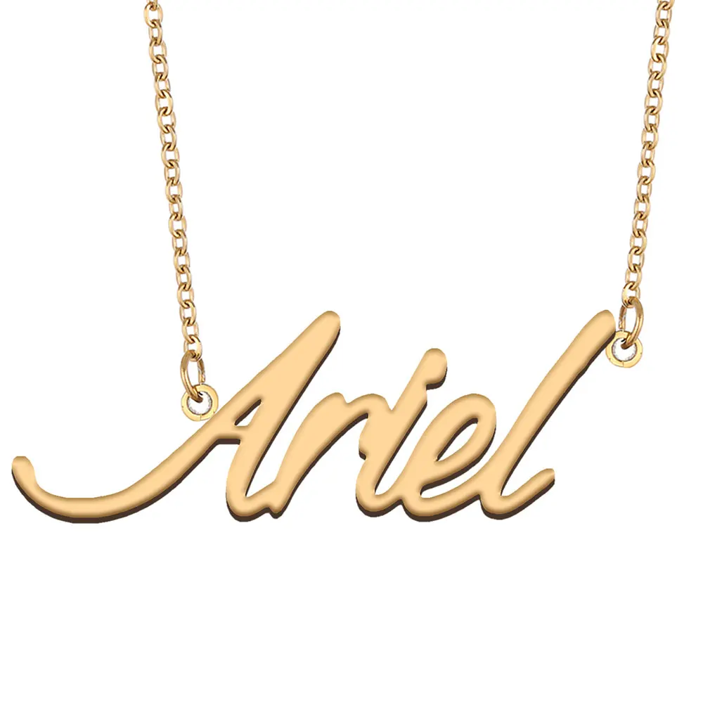 

Ariel Name Necklace for Women Stainless Steel Jewelry Gold Color Nameplate Pendants Collares Para Mujer Letters Choker