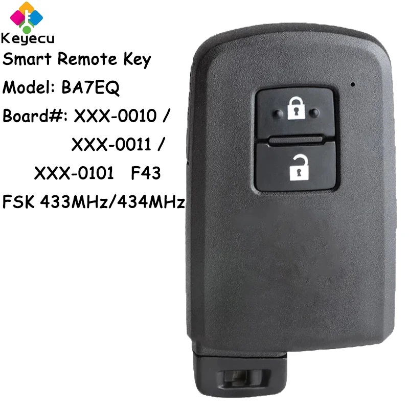 

KEYECU Smart Remote Control Car Key With 2 Buttons 433MHz for Toyota Auris Yaris Hybrid RAV4 Fob Board: 0010/ 0010/ 61A651-0101