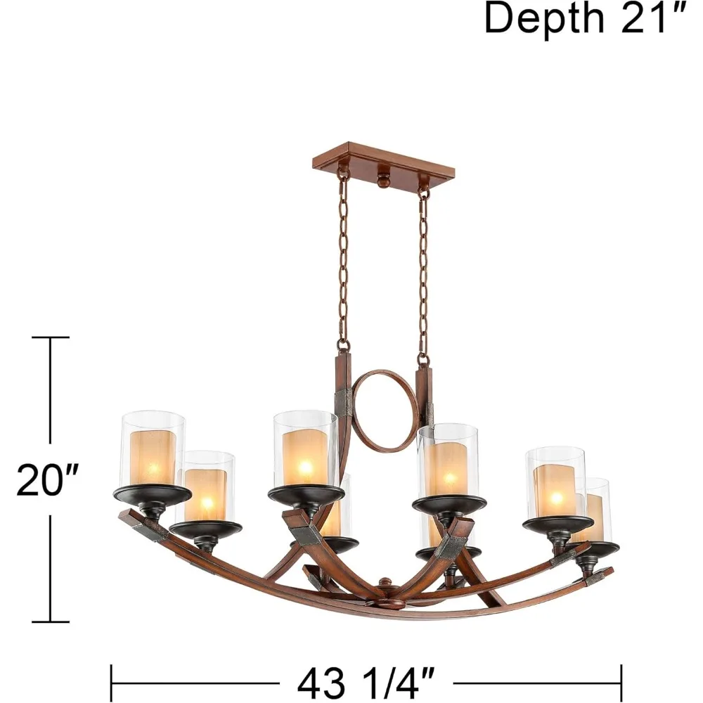 ثريا خطية من خشب الماهوجني - 8 ثريا خطية حديثة للمزرعة لجزائر المطبخ وغرف النوم #4
