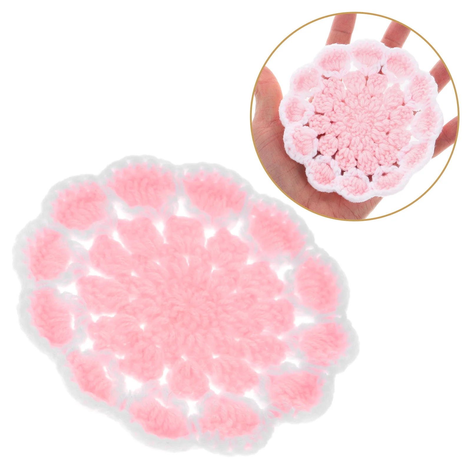 Twill Co84Cowijk Floral Flower Pink for Desk, Rustic Cute Crochet Polymers Table