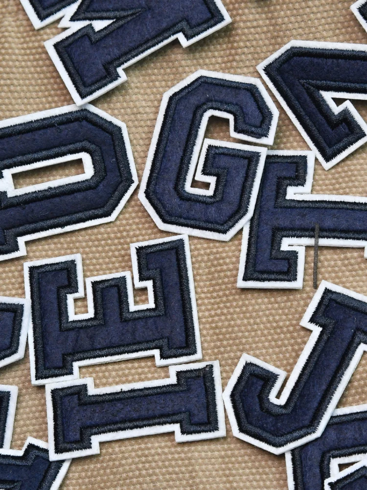 Navy blue Initial Letter Patches 5.5cm Alphabet Adhesive Embroidered Letters for clothes Bag Fusible Embroider patch