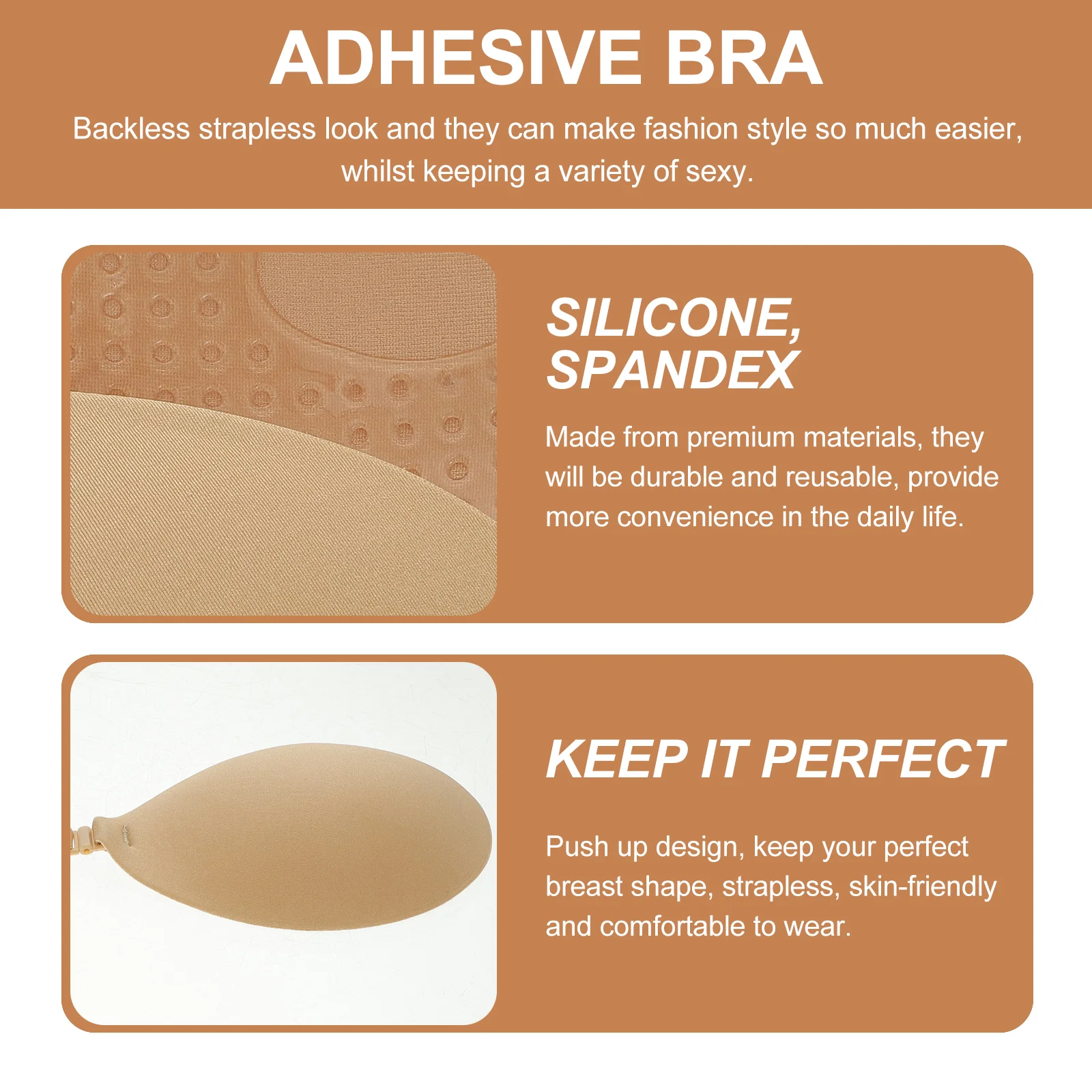 

Invisible Strapless Push up Sticky Backless Bras for Women Cover Thin Section Get Together