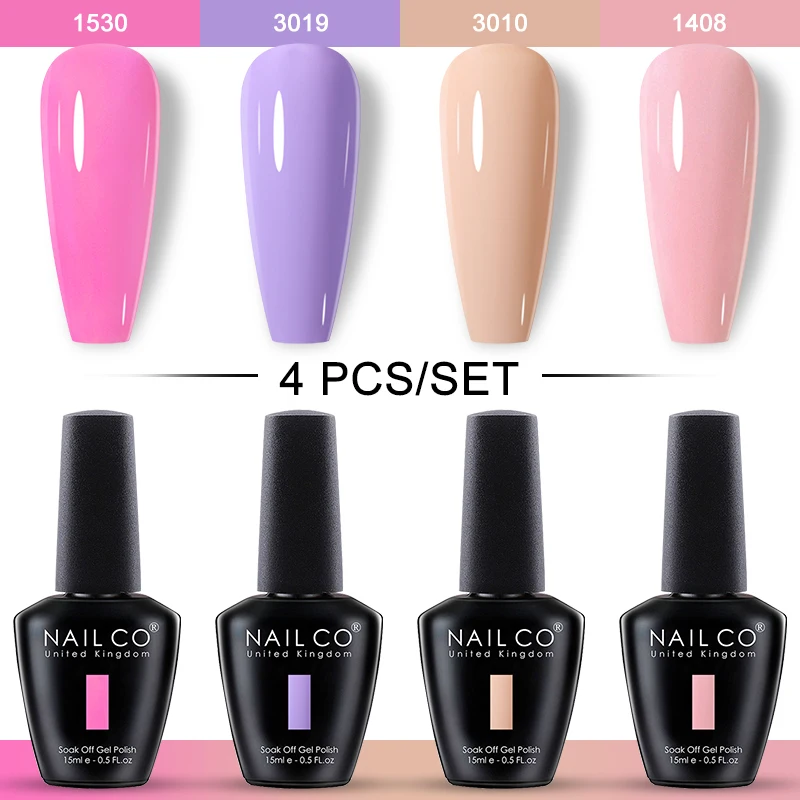 NAILCO 15ml Gel Nail Polish 4pcs/Set Purple Colors UV Gel Nail Polish Kit Blue Nail Art Design Vernis Nail Lakiery Esmalte Paint