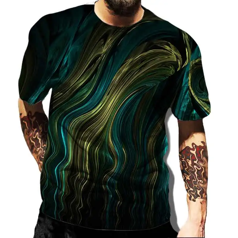 

Vintage Green Men's T-shirt Abstract Art Print Men Short Sleeve Casual Loose Pullover Man Fashion Top Polyester Multi Size 6XL