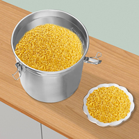 6L Stainless Steel Storage Bucket Cereal Container Kitchen Rice Oil Storage Airtight Canister with Seal Lid