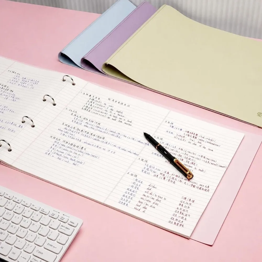 Durable Soft PU Leather A3 Loose Leaf Notebook 4-Hole Binder Refillable Mind Map Notebook Large Size Loose Leaf Journal Students