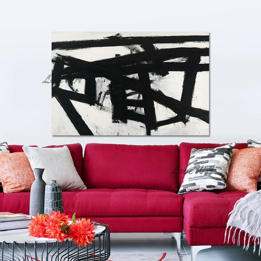 

Art Picture Frameless Modern Wall Hangings Pure Handmade Artwork Black White Acrylic Texture Oil Paintings On Canvas China