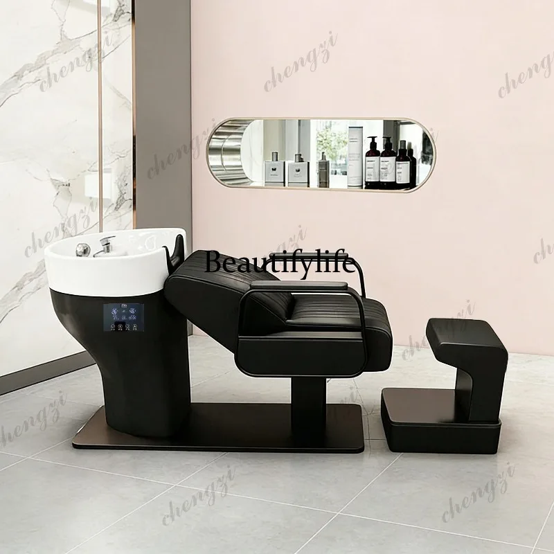 Shampoo bed barber shop special semi-reclining beauty salon quick hot water heater integrated high-end flushing bed