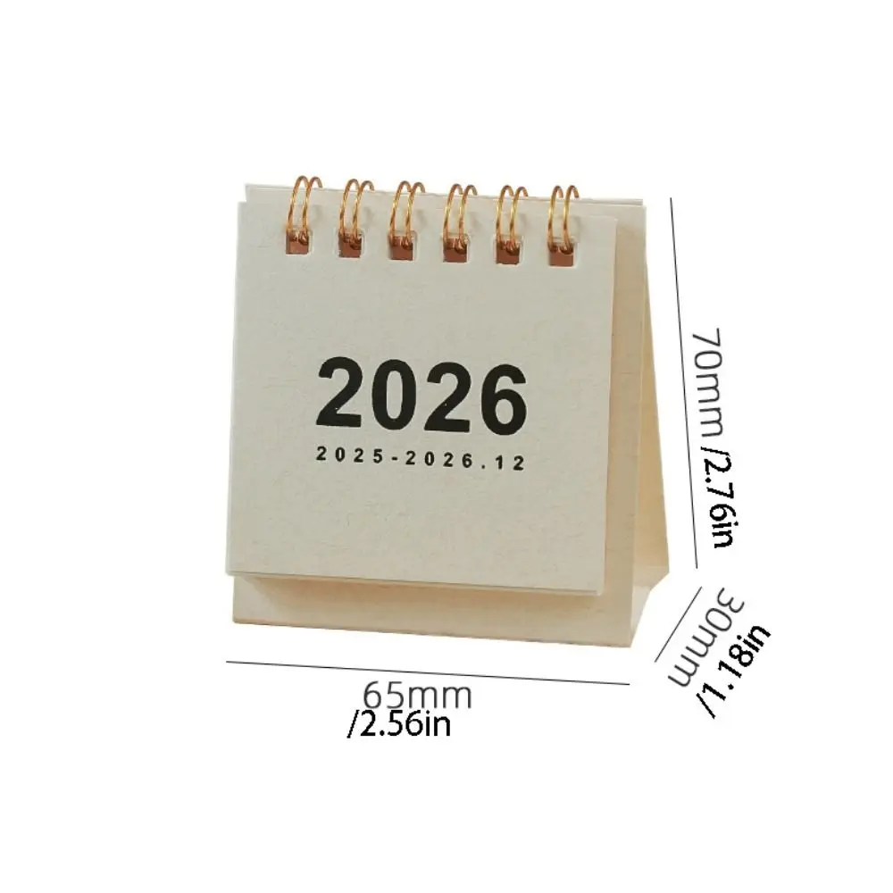 Month Date Display 2026 Mini Desk Calendar Coil Binding Solid Color Monthly Planner Simple Date Planner Schedule Planner