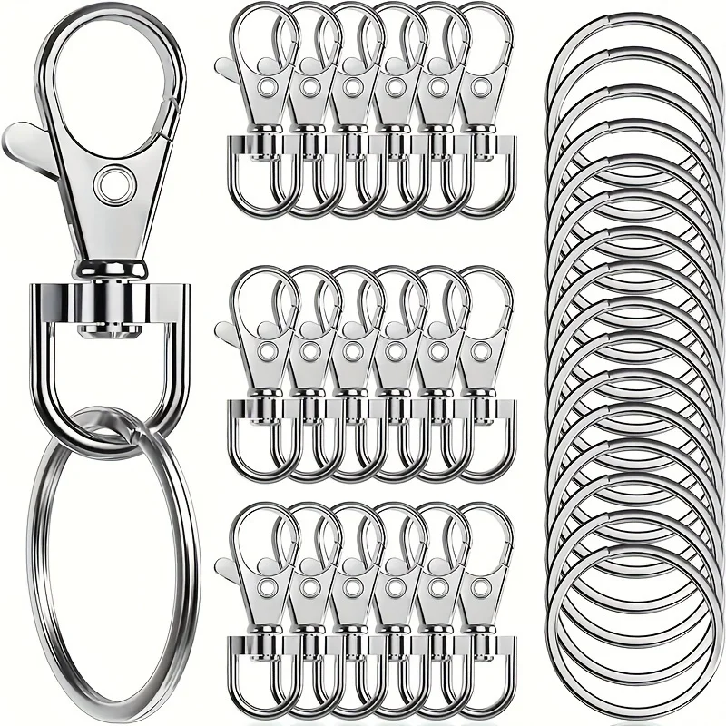 20 gancho de mola rotativo de alta qualidade com chaveiro, para kit de fabricação de chaveiro, cordão de metal chaveiro gancho anel de lagosta para chave jewe