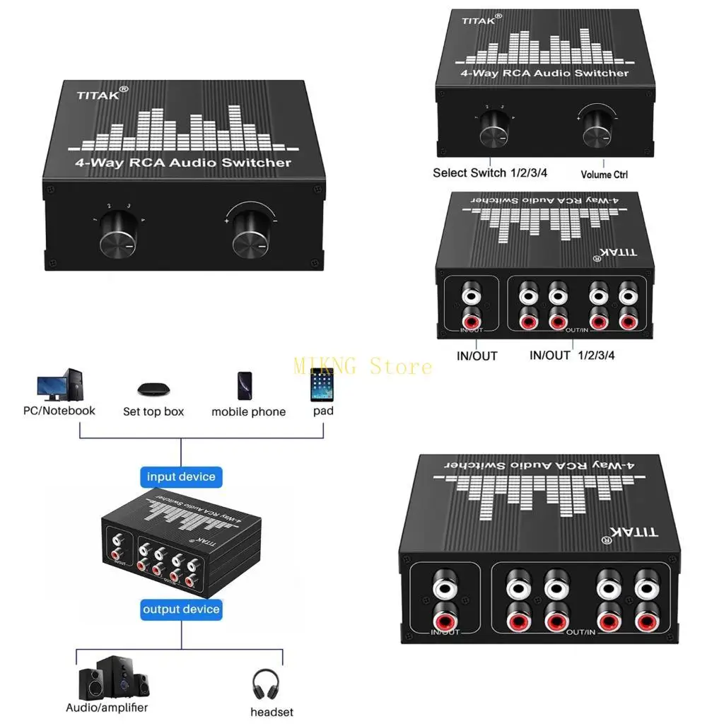4 Way Bi-Directional Audios Switches for Home Media and Daily Desk Placement Best Sale