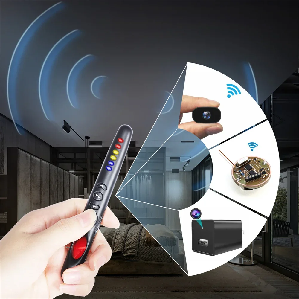 Hidden Camera Detector Anti-Spy Car GPS Tracker Listening Device Bug RF Wireless All Signal Scanner Gadget Security Protection