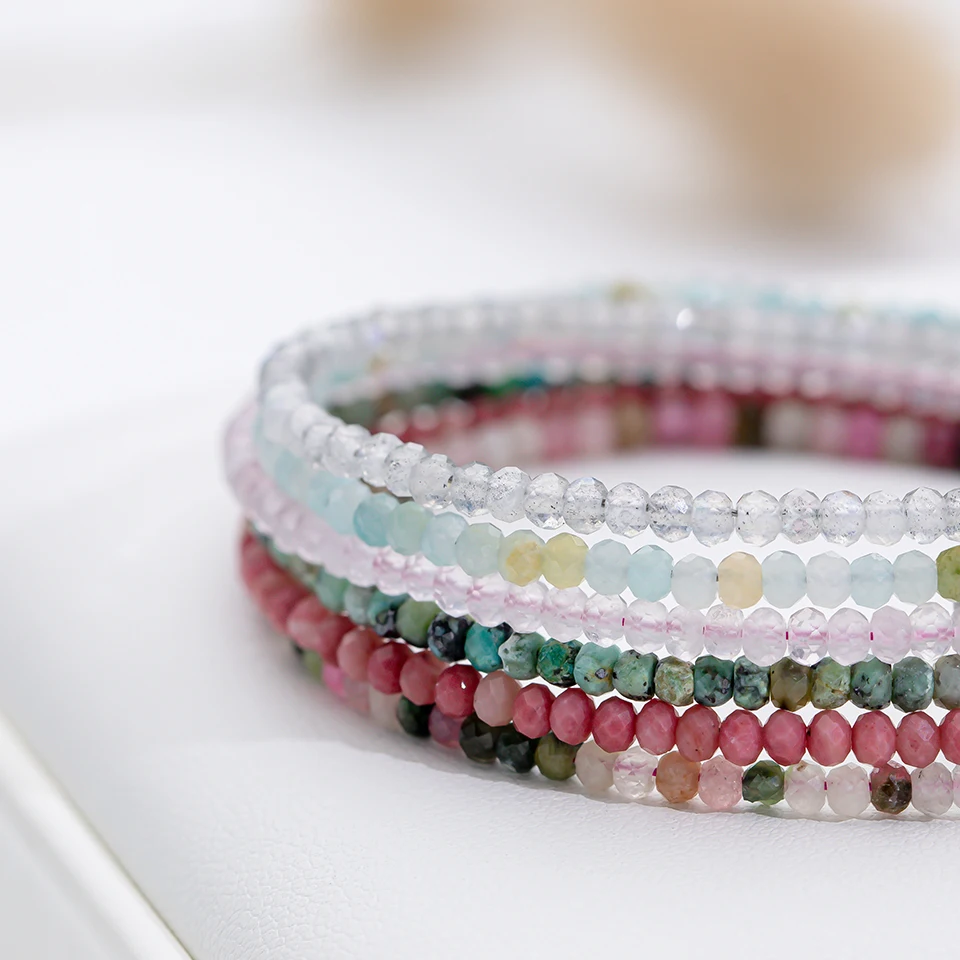 2*3MM Natural Stone Bracelet 925 Sterling Silver Tourmaline Handwork Bangle Jewelry For Women Trending Products
