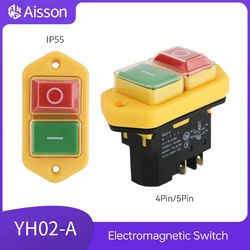 YH02-A Electromagnetic Switch 110V 8A / 220V 15A 4PIN 5PIN Starter Push Button for Machine Tool Equipment Waterproof Panel