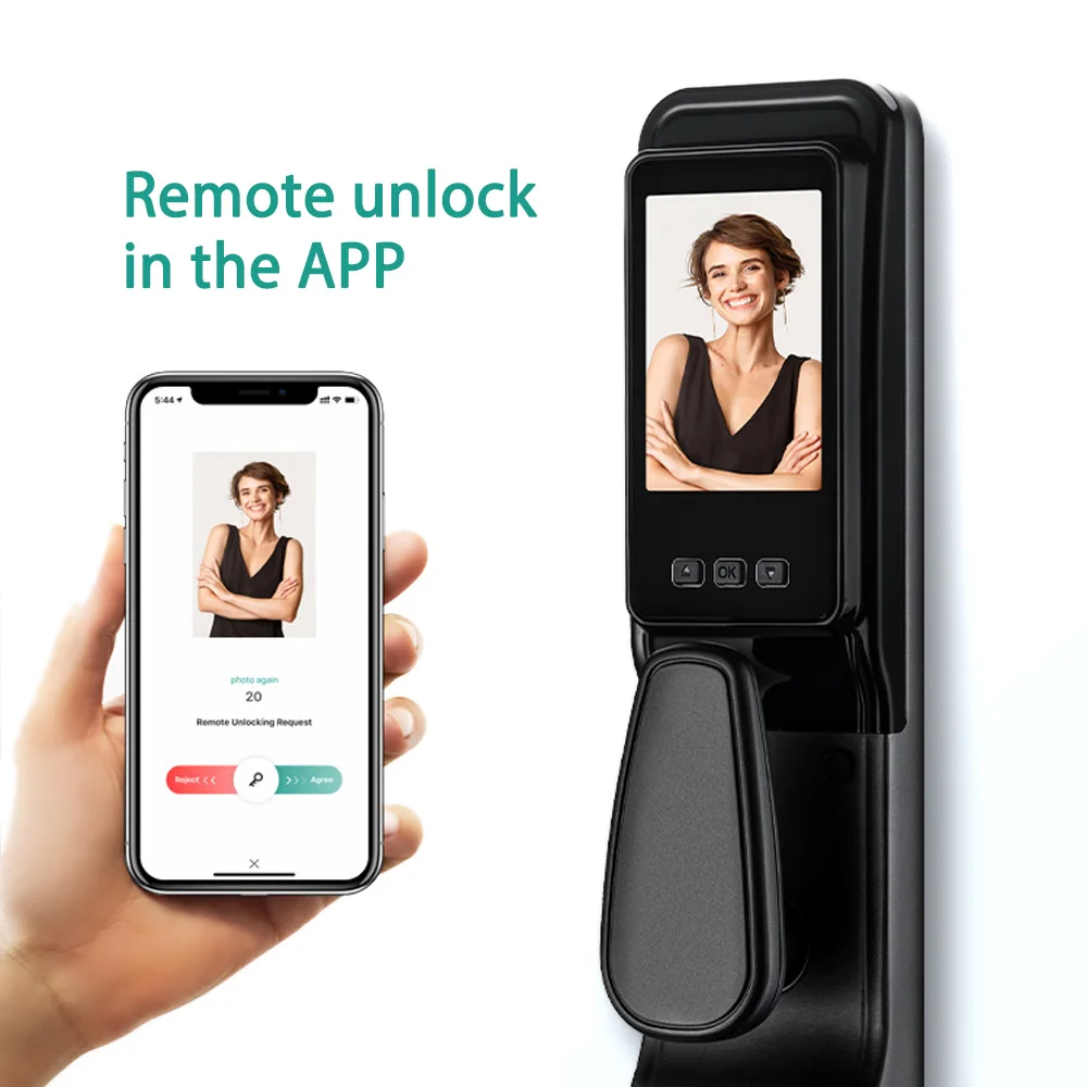 Manufacture Face recognition smart door lock with camera picture capture wifi Tuya App fingerprint facial password card