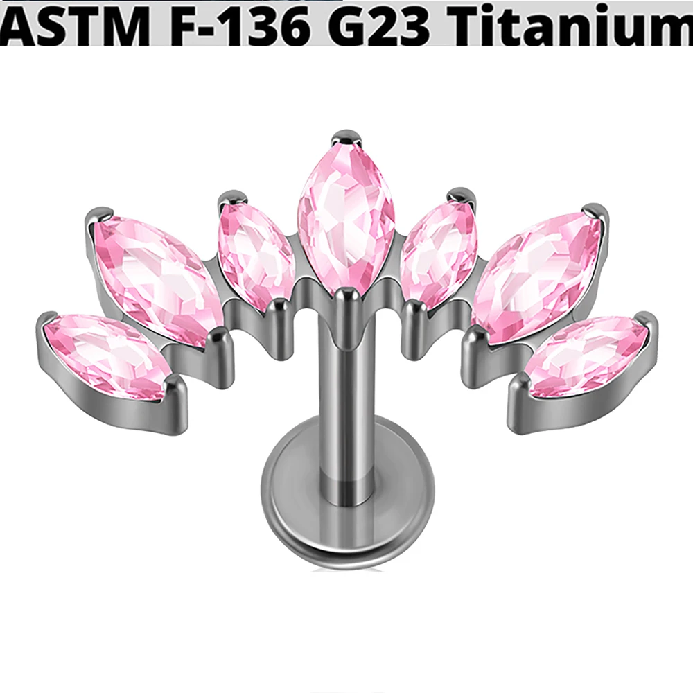 G23 Titanium Marquis Zircon Labret Lip Ring