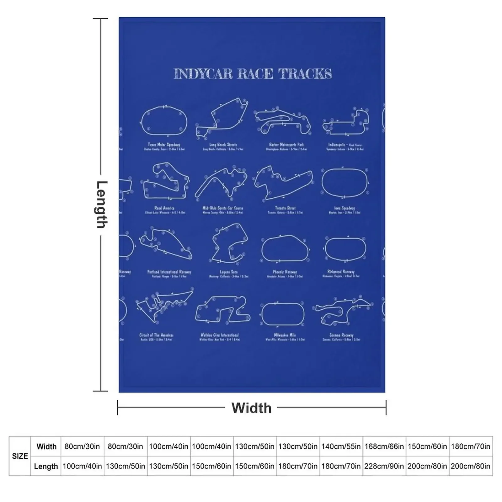 Indycar Race Tracks (White Stencil-No Background) Throw Blanket Hairy Sofa Picnic Multi-Purpose Camping Blankets