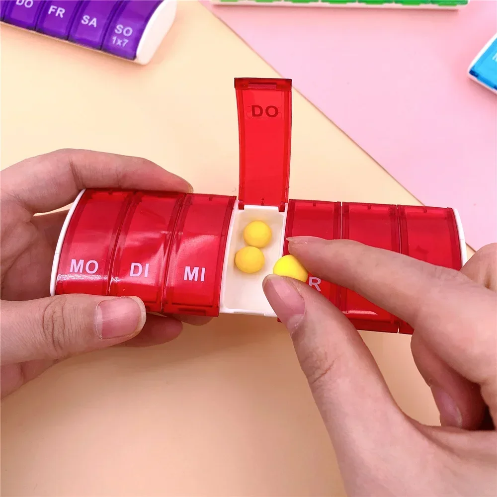 1PC portatile 7 giorni settimanali tablet pillola scatola di medicinali supporto organizzatore di immagazzinaggio contenitore custodia portapillole divisori