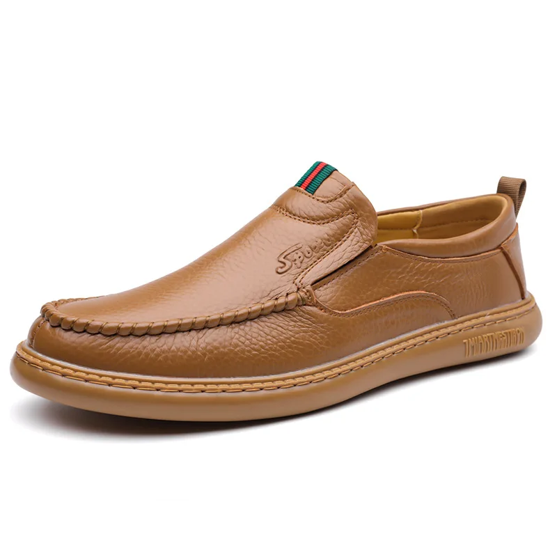 Trend Handmade Men Genuine Leather Shoes Flat Slip on Soft Sole Man Loafers Outdoor Hiking Driving Moccasins Men Zapatos Hombre