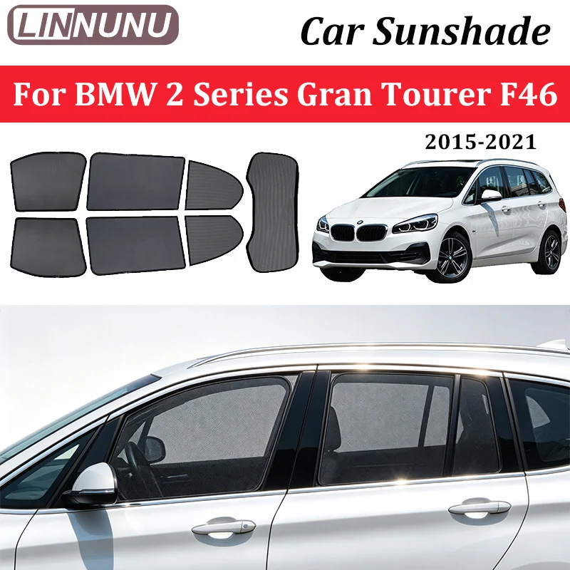 LINNUNU Car Sunshade For BMW 2 Series Gran Tourer F46 2015-2021 Window Magnetic Mesh Curtain Summer UV Protection accessories