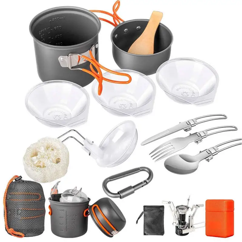 

Camping Cookware Set Aluminum Nonstick Portable Outdoor Tableware Kettle Pot Cookset Cooking Pan Bowl for Hiking Bbq Picnic