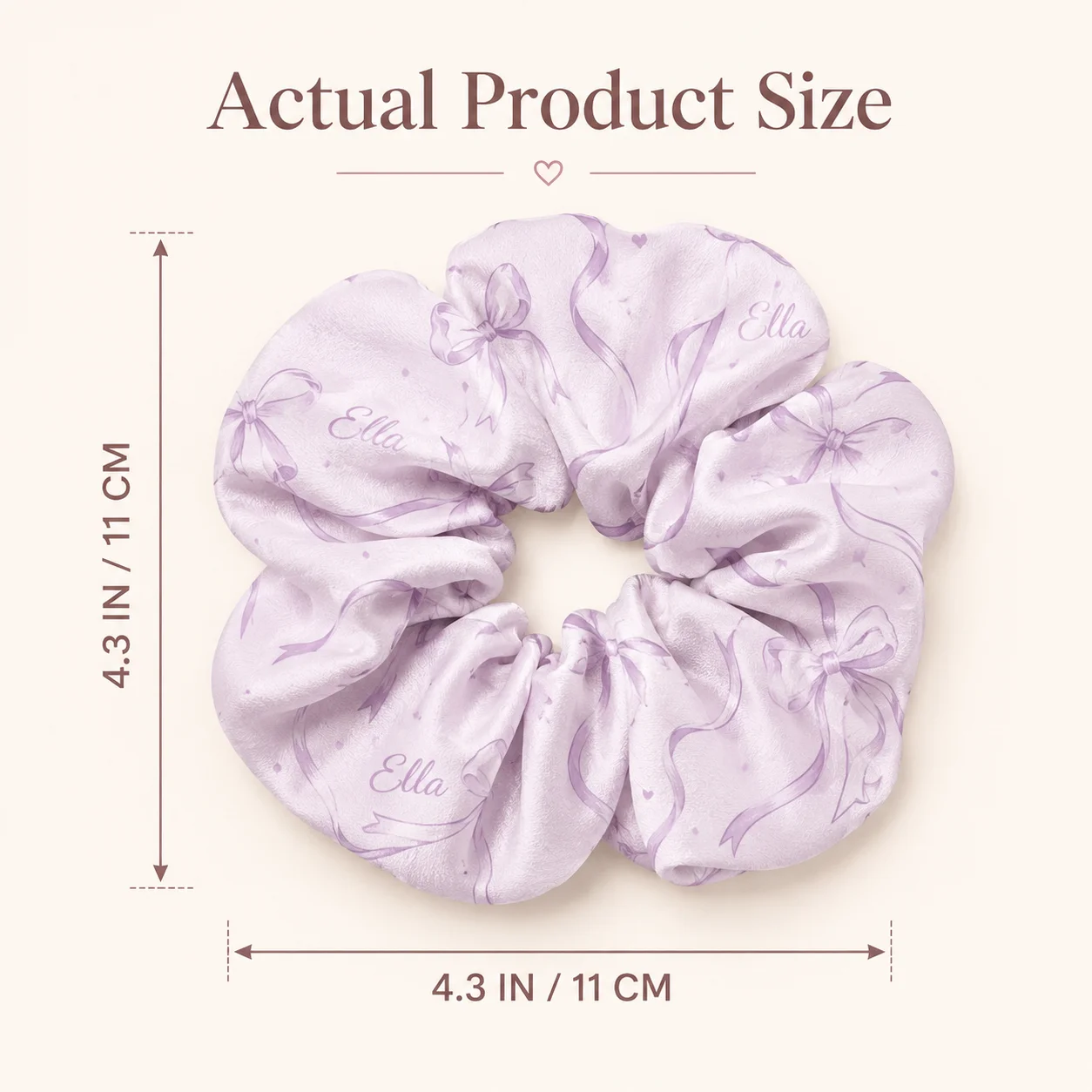 Custom Peach Skin Scrunchie Personalized Hair Scrunchie 11cm with Name Photo Pattern Soft Elastic Hair Tie for Women Girls Gift