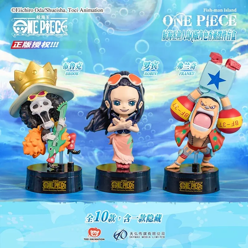 Original One Piece Fish Man Island Series Blind Box Iconic Characters Luffy Zoro Nami Chopper Robin Q Version Fragrant Ornaments