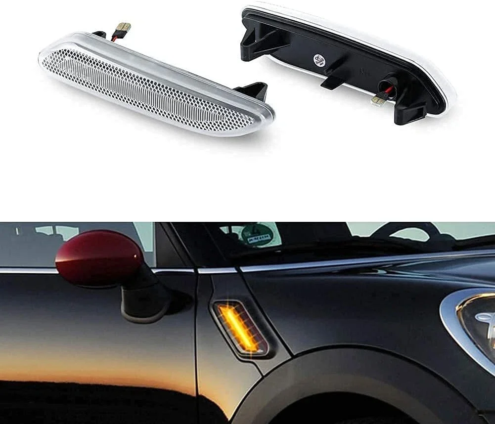 2 قطعة 63139802570/63139802569 12 فولت واضح عدسة الجانب مؤشر مكرر ضوء العنبر السيارات ل ميني كونتري مان R60 بيسمان R61