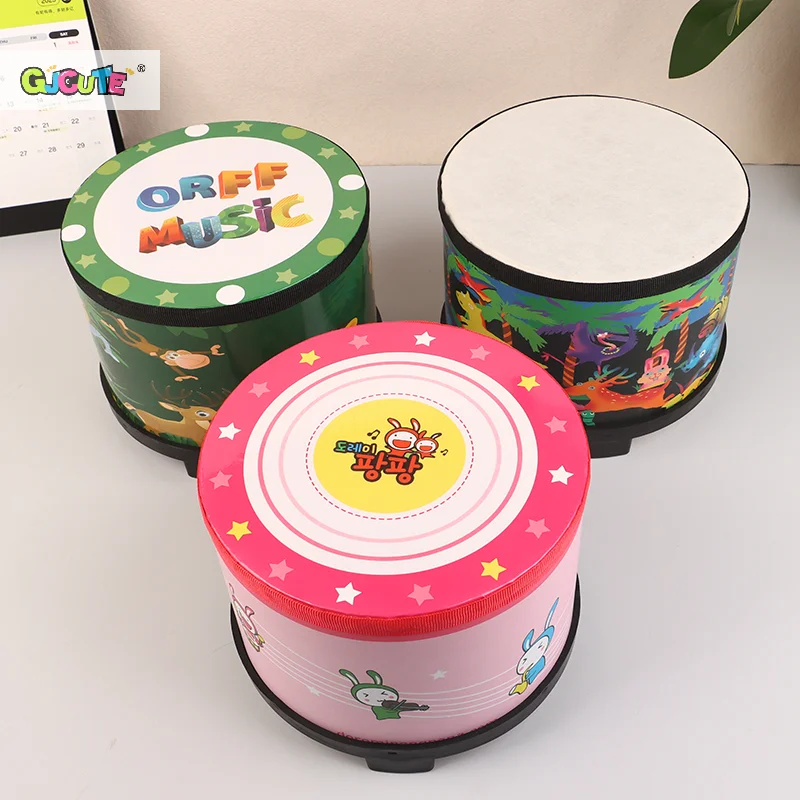 8 Inch Floor Drum With 2 Drums Mallets Preschool Toys Beat Instrument Ground Drum Percussion Kids Gift Musical Instrument