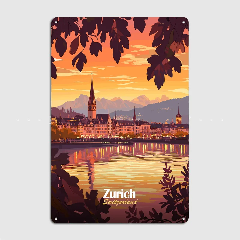 Zurich Sunset Cityscape Travel – Home Decor Zurich recenzja i cena