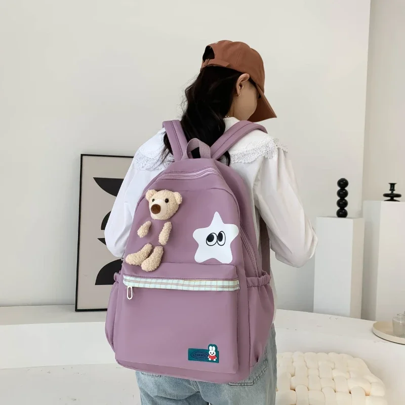 

Casual Solid Large Capacity Backpacks Interior Compartment Softback Hot Sale Bags for Women Soft Handle Zipper Nylon Backpacks