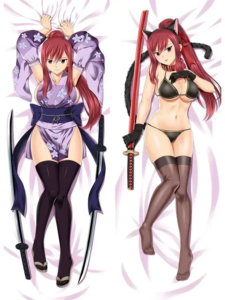 Capa de travesseiro corpo Anime Abraçando, Cosplay, Garota Sexy, Cauda De Fadas, Natsu Lucy, Heartfilia, Erza Escarlate, Dakimakura, Fronha