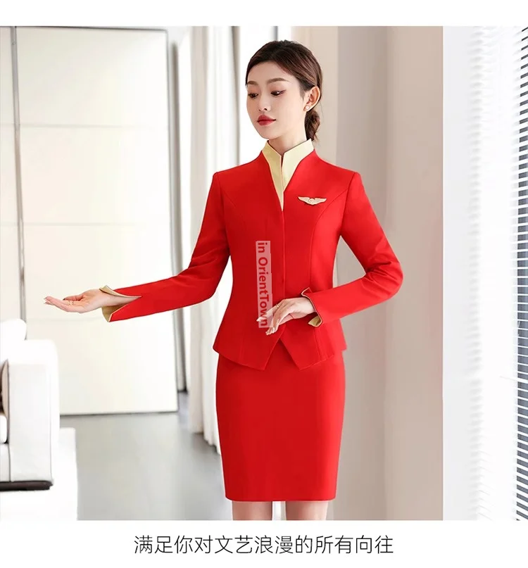 Hôtesse réception étiquette vêtements de travail Hong Kong Cathay Pacific uniforme agents de bord jupe professionnelle costumes in013