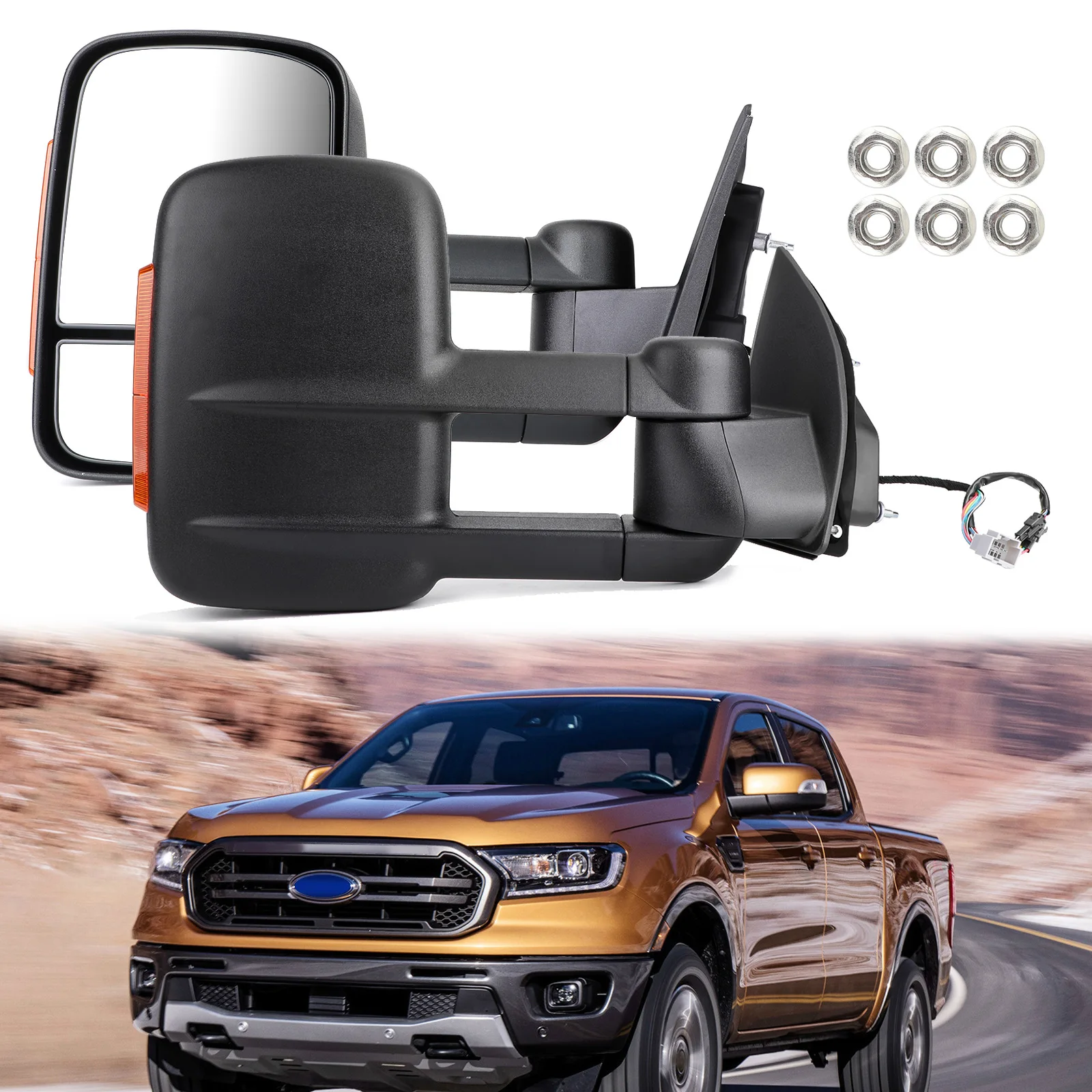 

Выдвижное зеркало заднего вида для Ford Ranger MK PX XL XLT XLS Wildtrak 2012-н.в. с LED-подсветкой