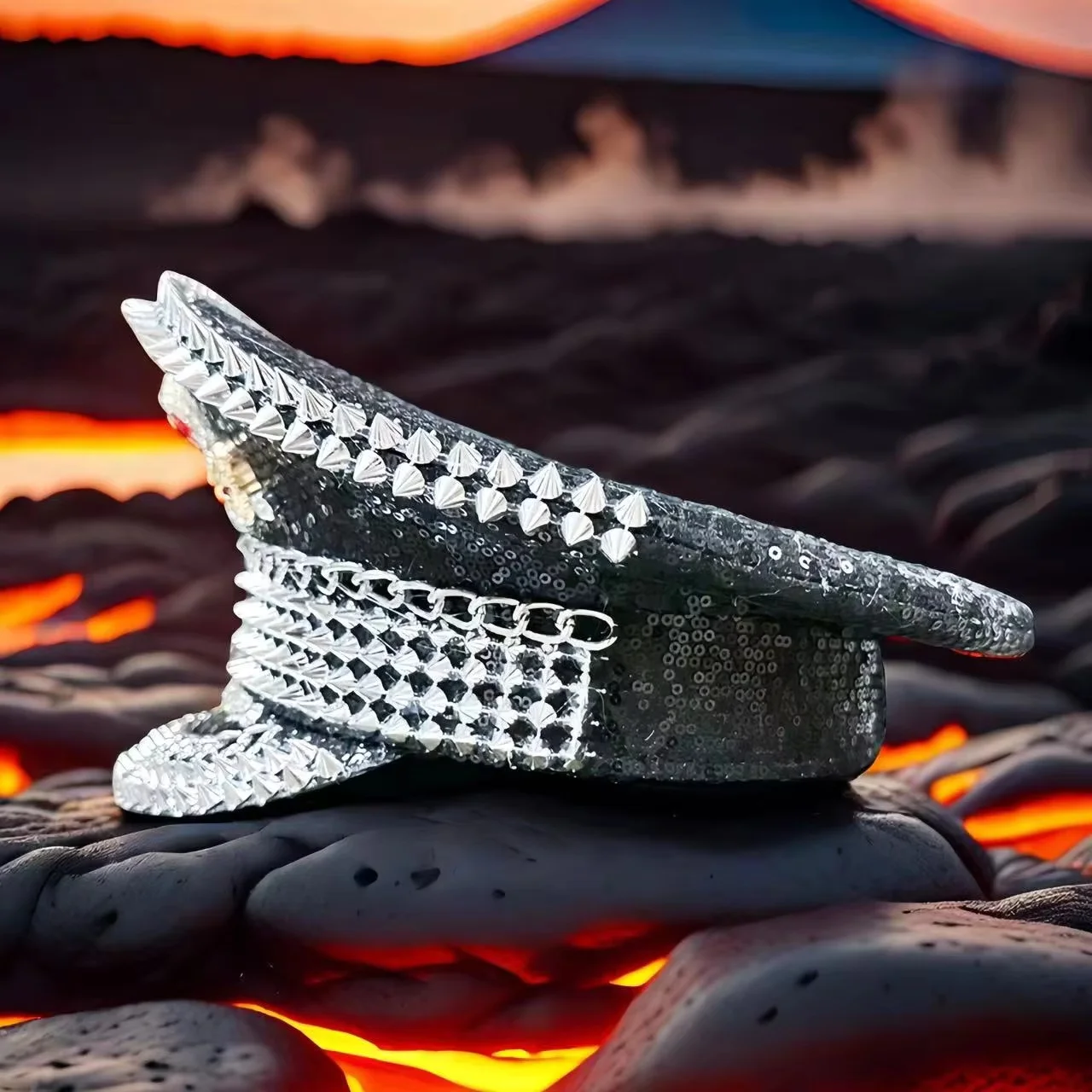 Chapéu de fantasia de festival de música HongLuan, chapéus de capitão com strass para mulher de carnaval, acessórios femininos de cosplay