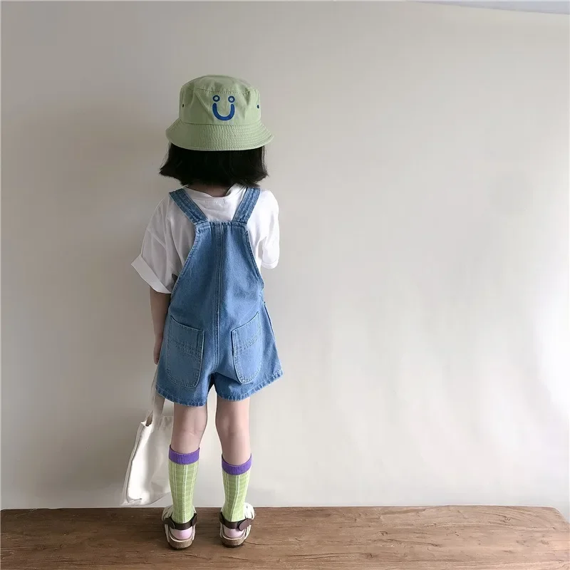 2024 Summer New Children\'s Denim Suspenders Young Children Suspenders Casual Pants Trend Fashion Summer Anti-shoulder