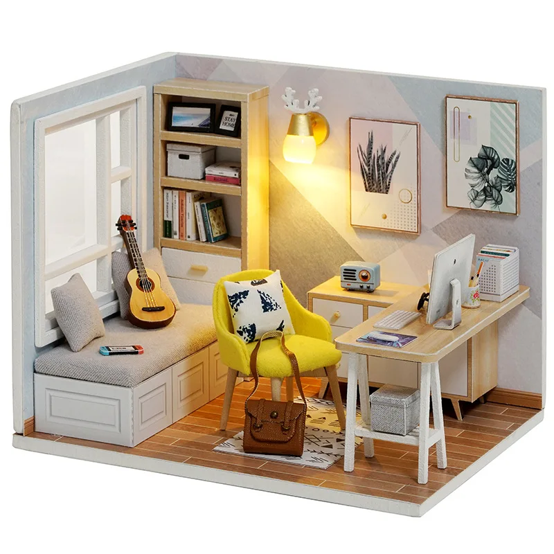 DIY Wooden Miniature House Kit, Handmade Building Model Toy for Kids view 5