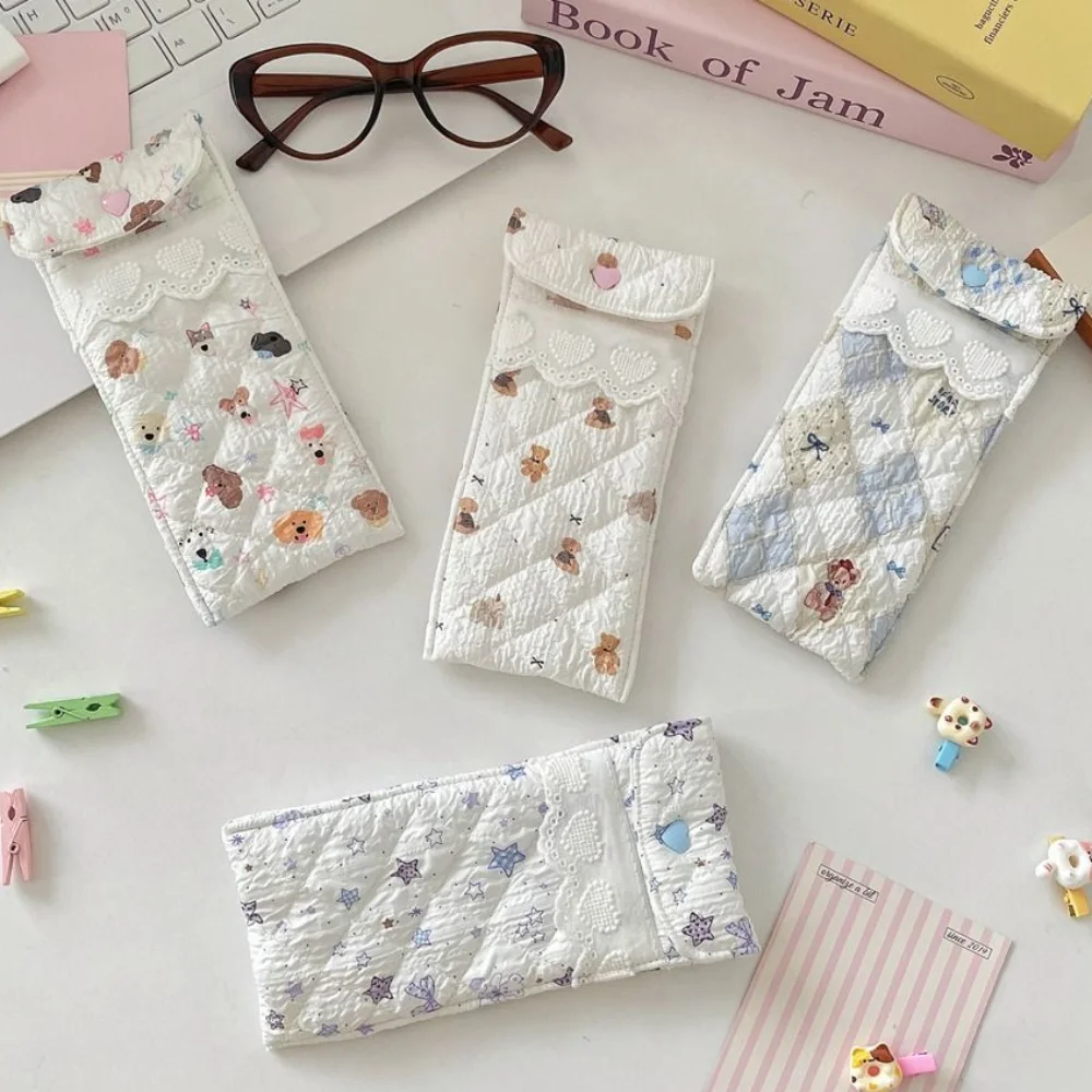 

Cartoon Pattern Glasses Storage Bag Anti Pressure with button Sunglasses Case Dustproof Gift Glasses Protective Cover Travel