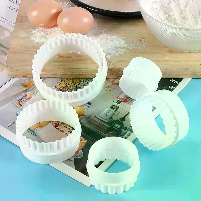 White Wave Round Double-sided Cookie Cutters For Kitchen Tools Baking Pastry Candy Chocolate Tools For Home Pastries 6Pcs/Set