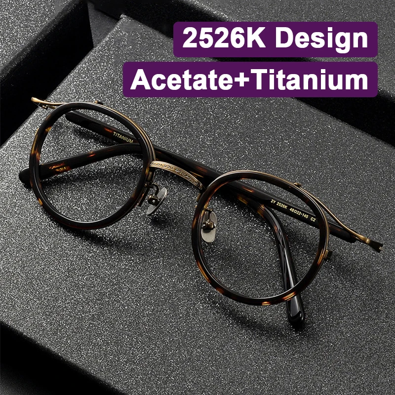 

Brand Same Design Retro Round Designer Eyewear Fashion Trend High Quality Titanium Acetate Eyeglasses Luxury Ultralight Glasses