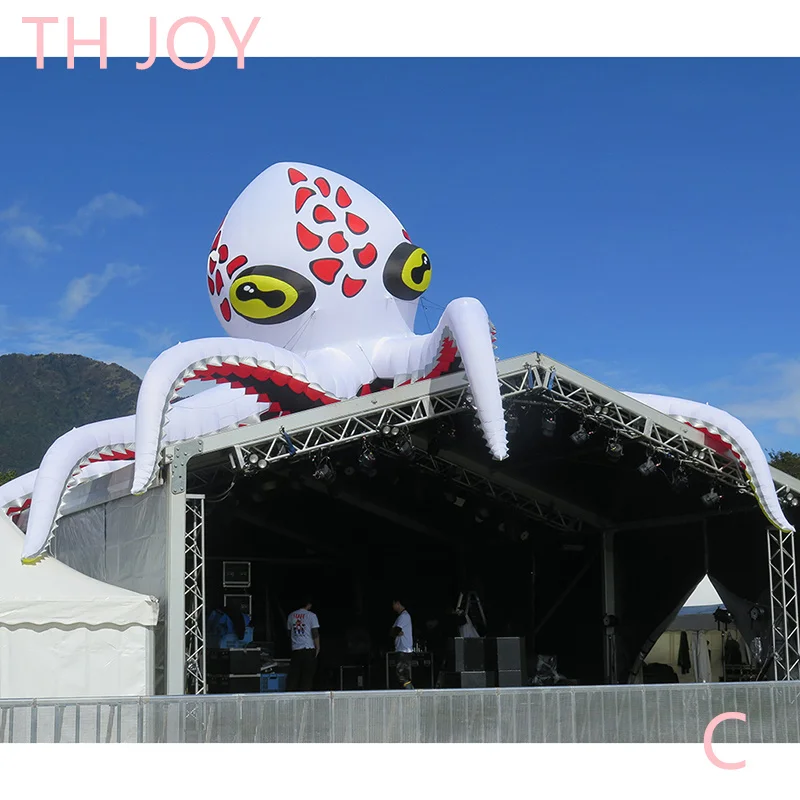 Decoración de escenario gigante, modelo de tentáculo de pulpo inflable, nuevo diseño, globos de pulpo en el techo, 10m de ancho