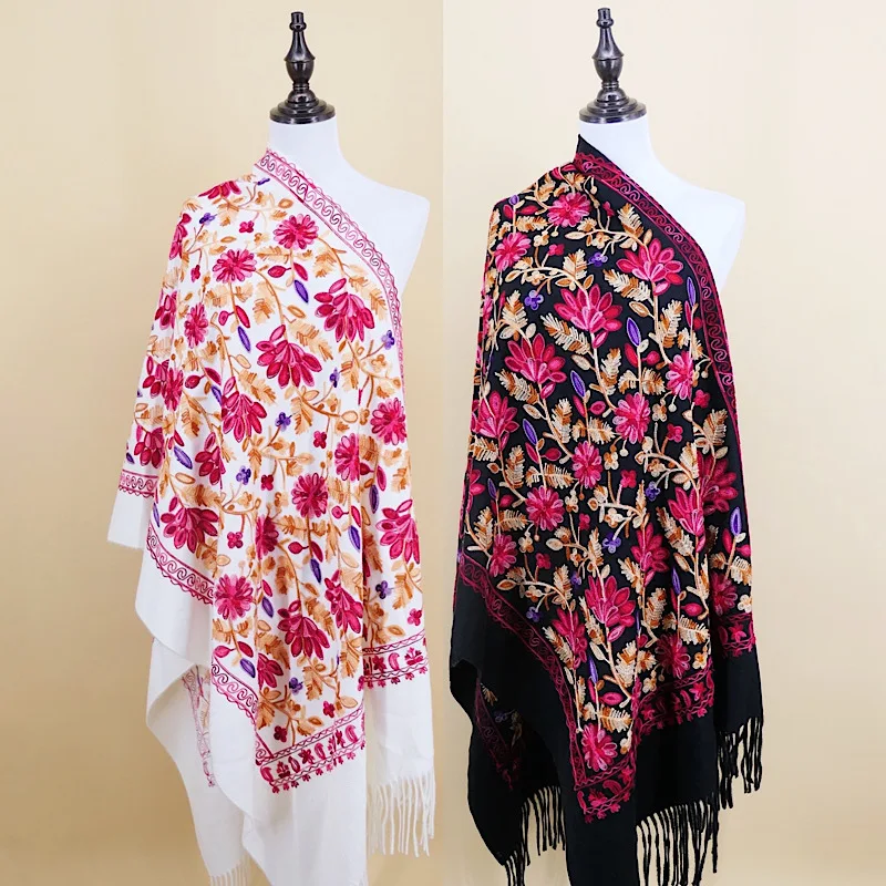 Brand Scarves Women Artificial Cashmere Scarf Pashmina Tassels Women Wrap Warm Keep Warm Winter Thinker Embroidery Cape